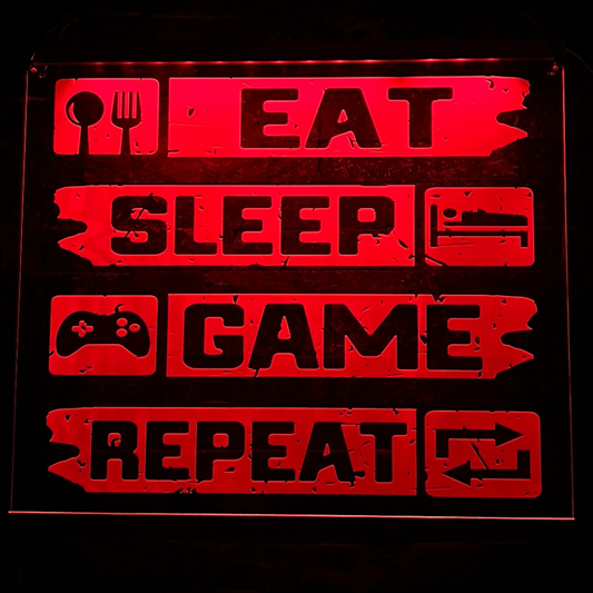 Eat Sleep Game Repeat LED Sign