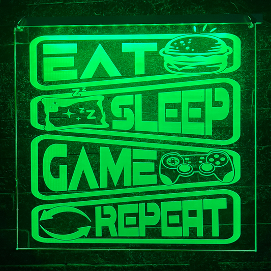 Eat Sleep Game Repeat LED Sign