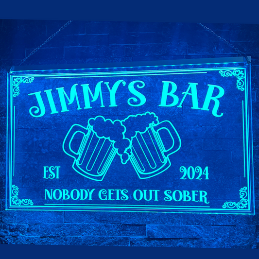 Custom LED home bar sign with music sync feature