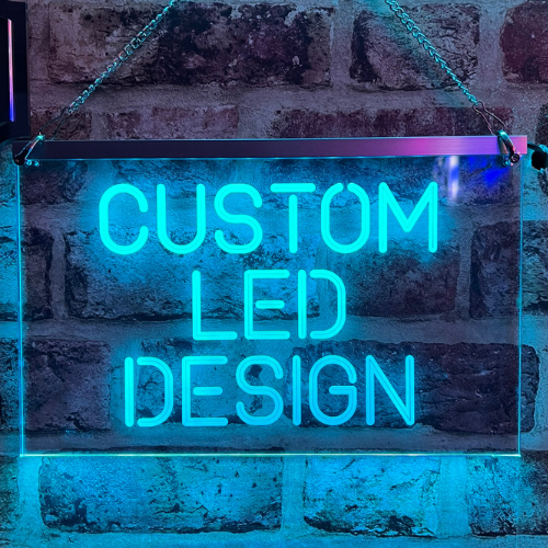 Custom LED sign with colour-changing lights and remote control