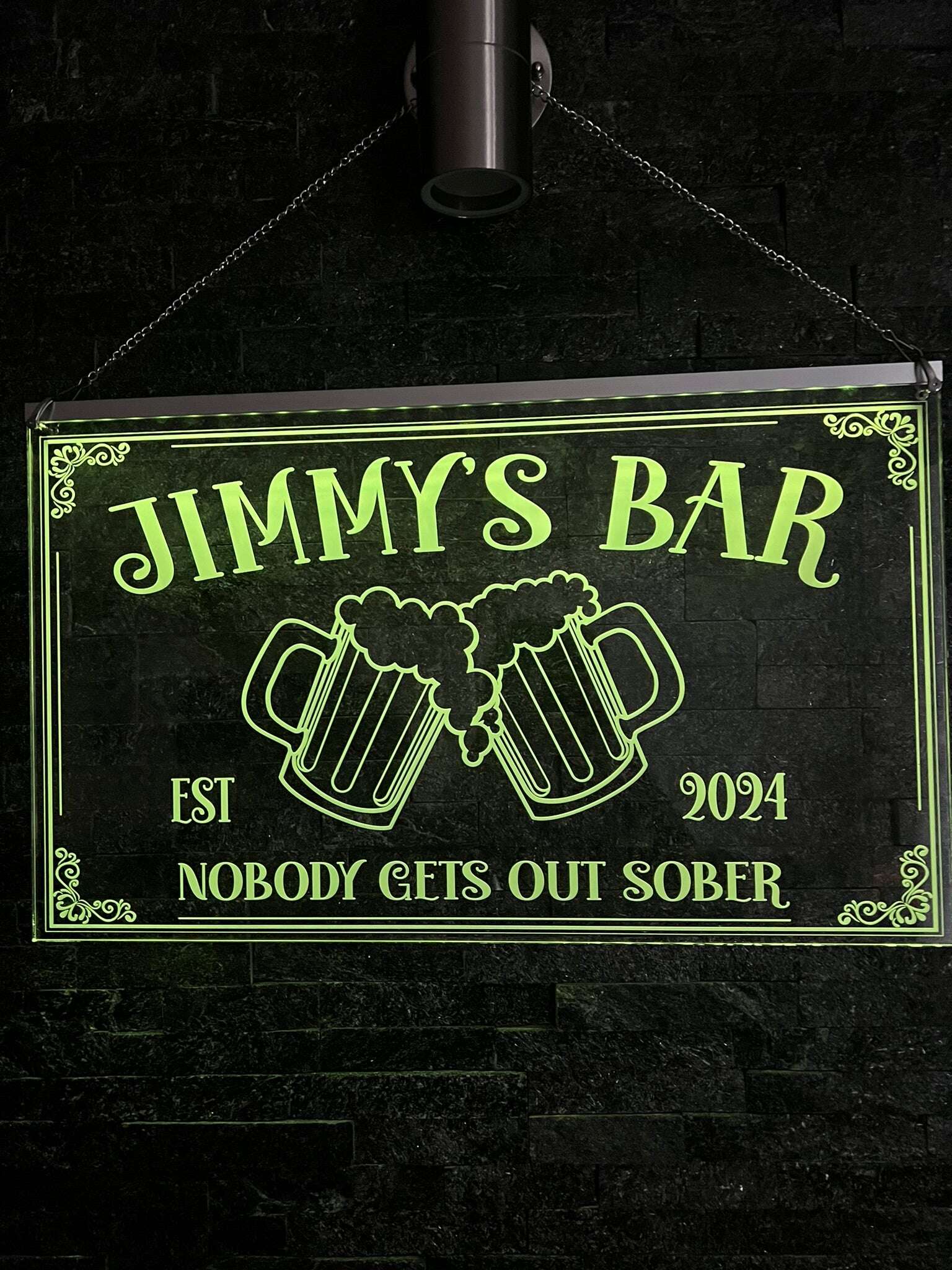 Stylish LED bar plaque with personal text