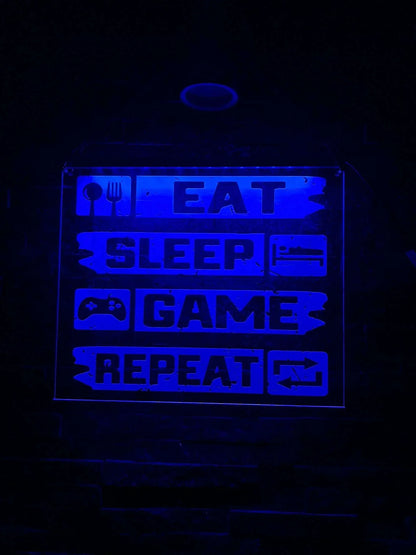 Modern clear Perspex LED sign perfect for gaming rooms and man caves