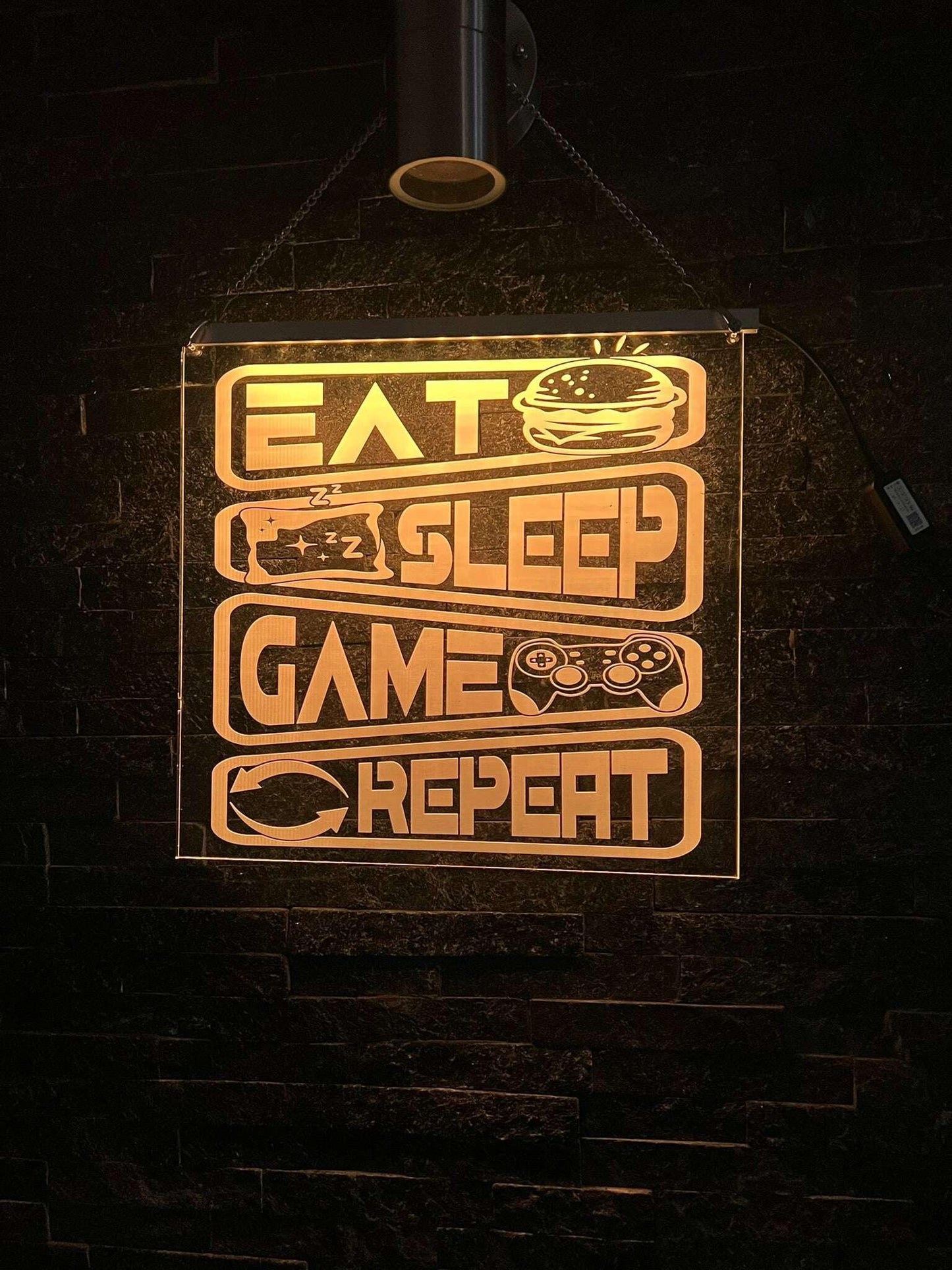 Dynamic colour-changing LED sign for gaming sanctuary