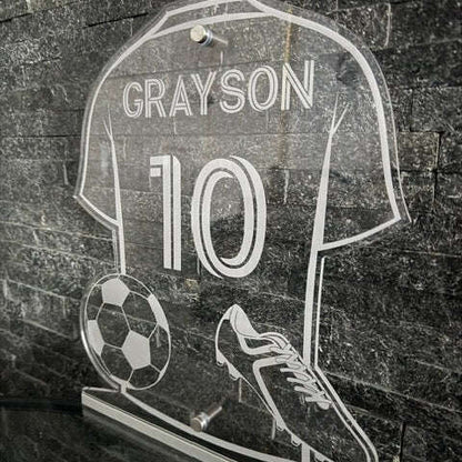 LED football shirt sign with remote control showing vibrant colour options