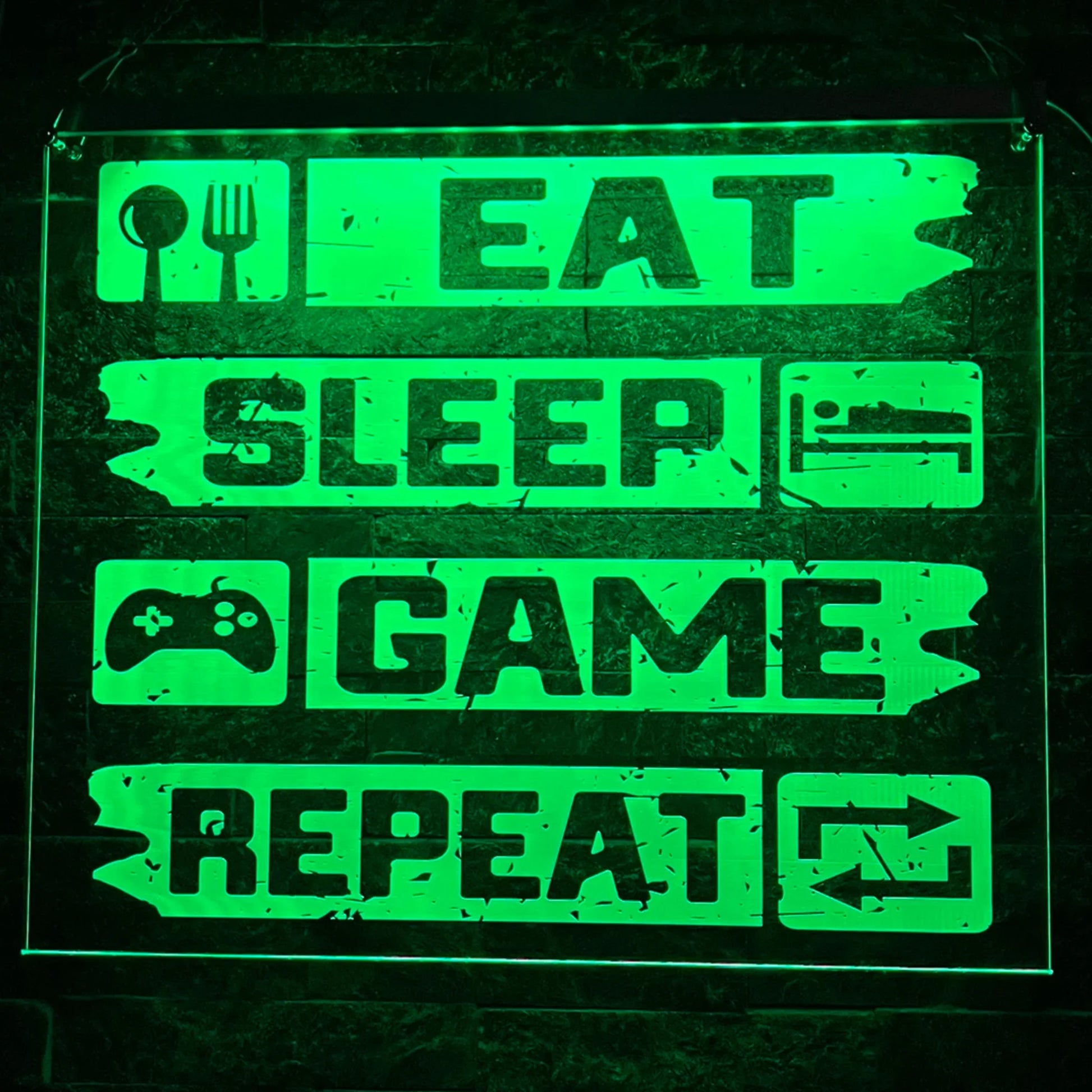 Personalised gaming LED sign with dynamic colour-changing LED bar