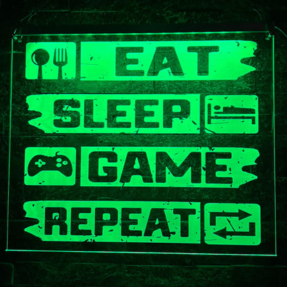 Personalised gaming LED sign with dynamic colour-changing LED bar