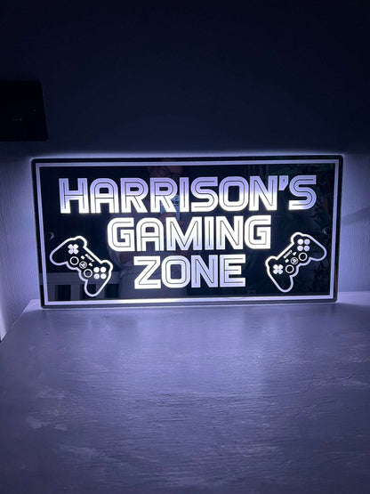 PlayStation-themed mirror LED sign for game room décor