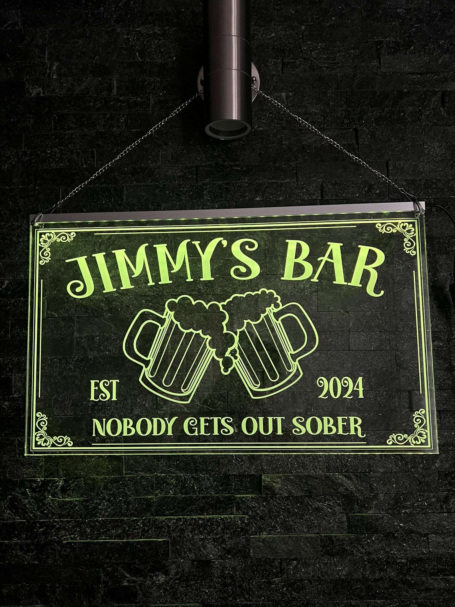 Personalised LED sign for man cave or pub space