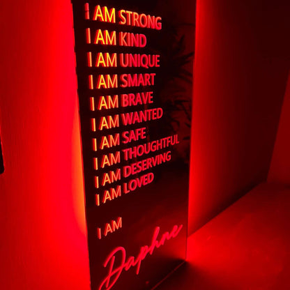 Inspirational LED mirror sign designed for girls’ spaces