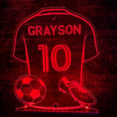 Custom name and number display on personalised LED football shirt