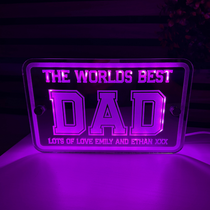 Gift for dad – World’s Best Dad LED mirror plaque with light-up effect