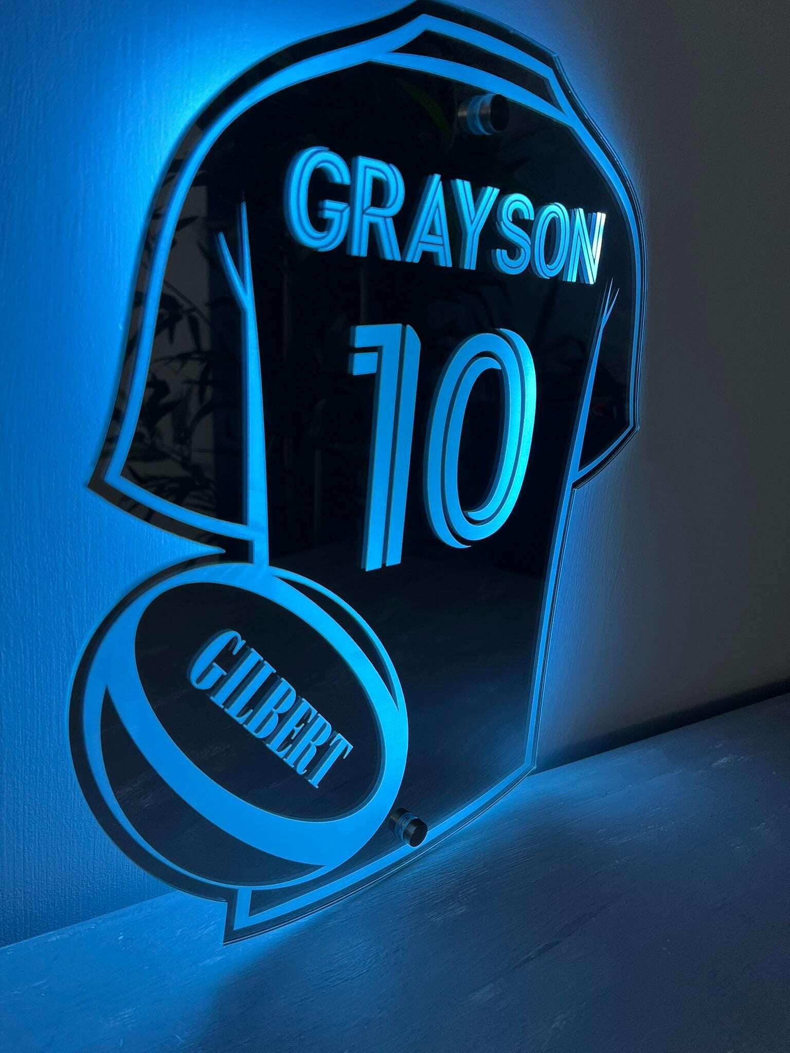 Stunning LED mirror rugby shirt personalised with name and number