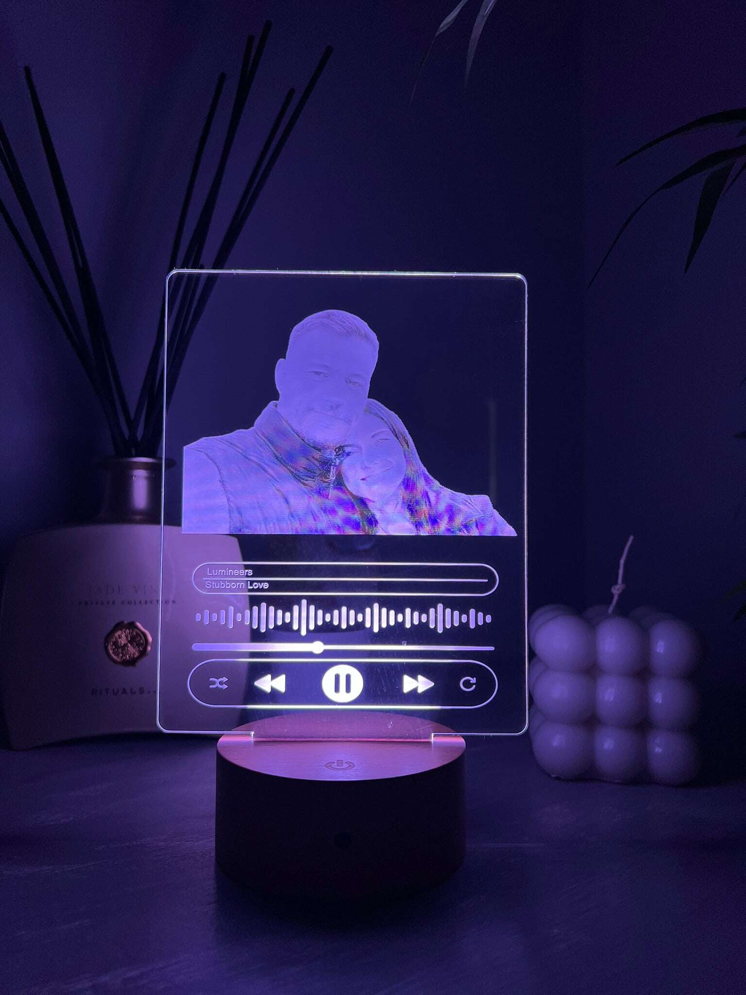 Unique LED gift featuring cherished memory and soundtrack