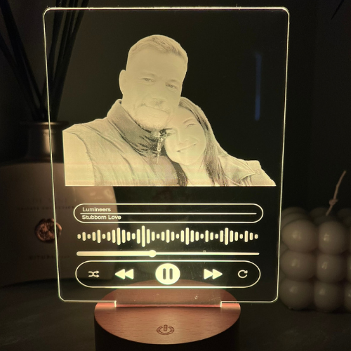 Personalised 3D LED night light with photo and favourite song