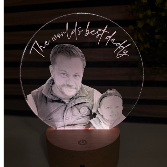 Personalised 3D photo night light with custom image and special message