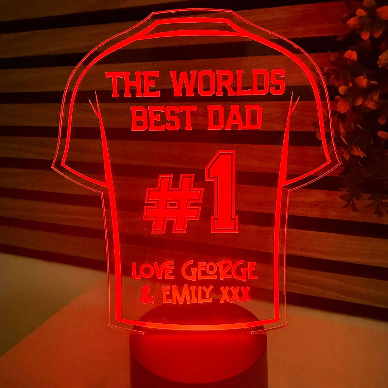 Custom football shirt night light gift for dad with kids’ names
