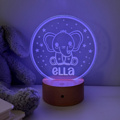 Remote controlled elephant night light with colour changing feature