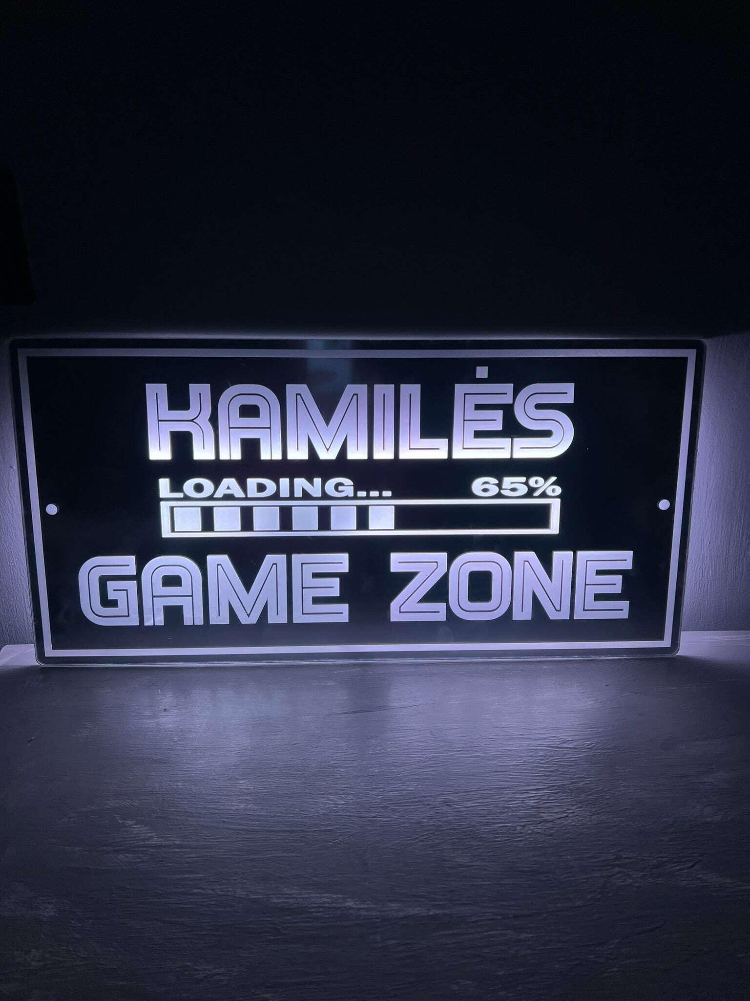 LED acrylic Game Zone sign for custom gamer setup