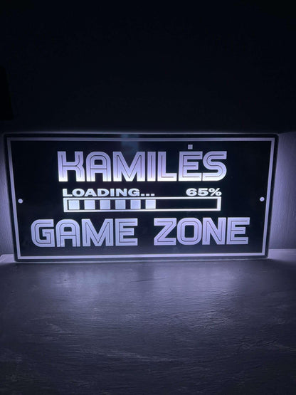 LED acrylic Game Zone sign for custom gamer setup