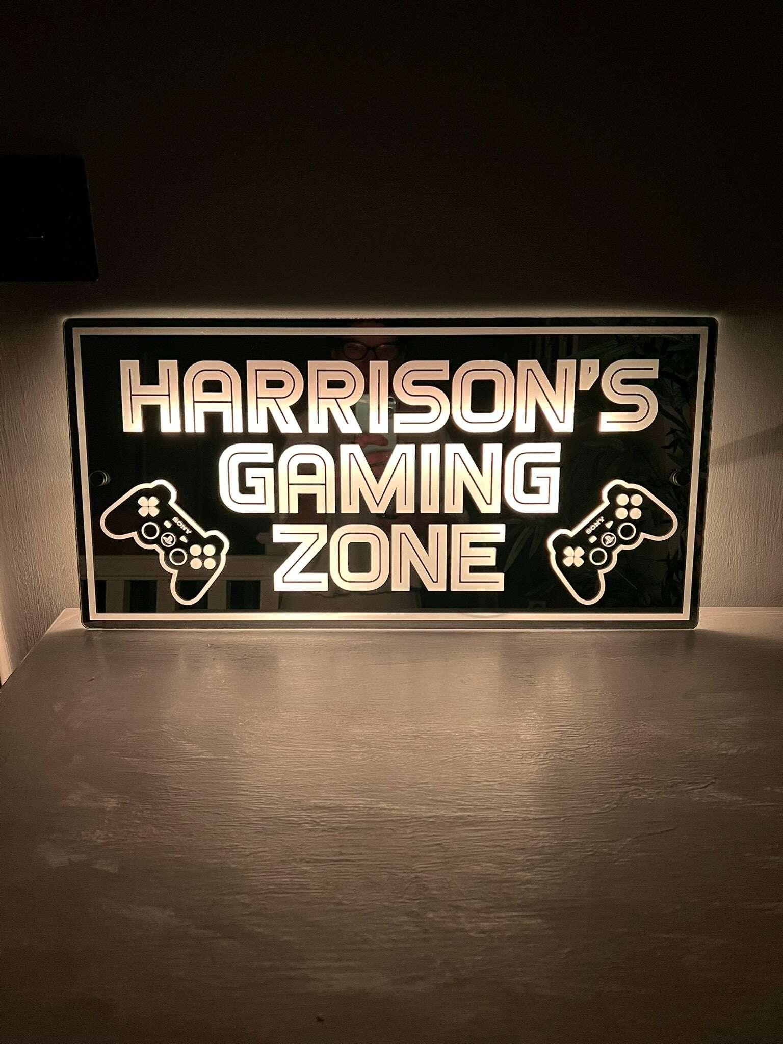 Acrylic mirror sign with LED lights for gamers