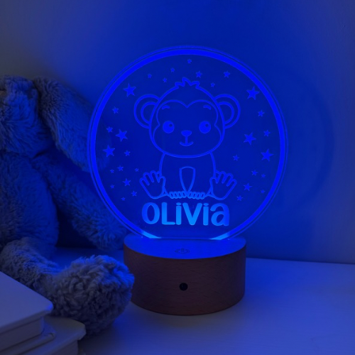 Remote controlled monkey night light with colour changing feature