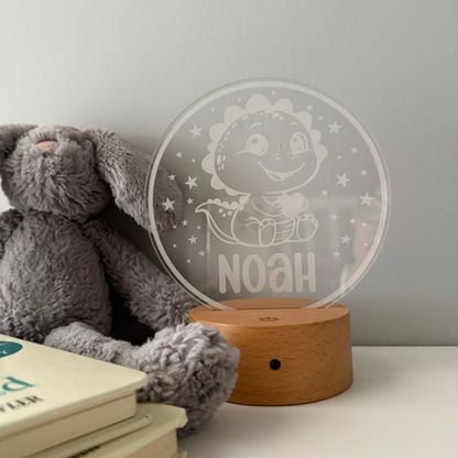 Remote-controlled personalised dinosaur night light, perfect for gifting