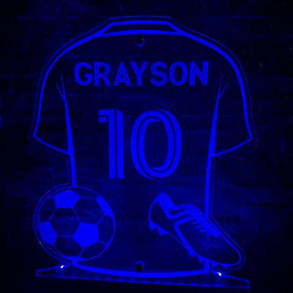 Football LED shirt sign in night mode controlled by remote