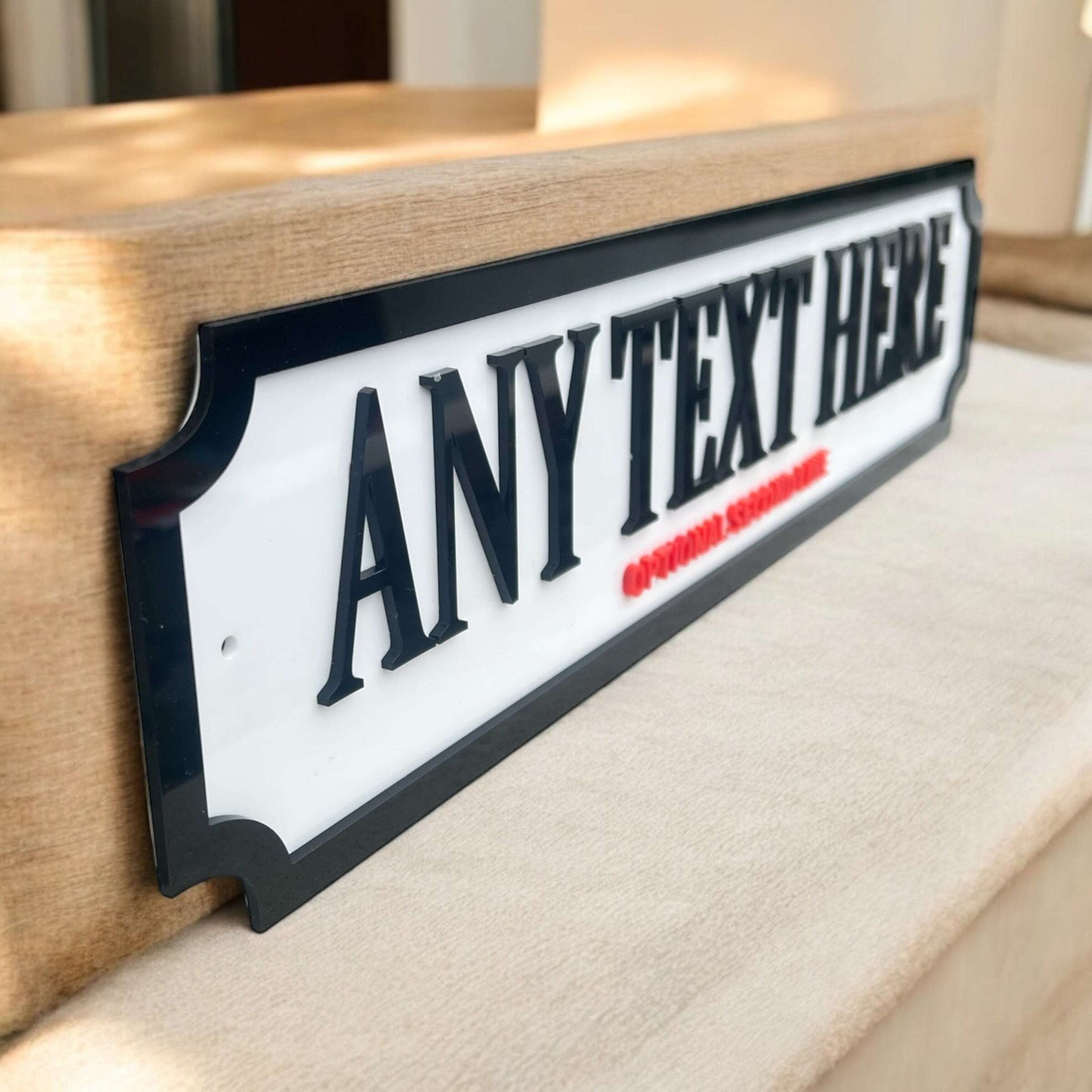 Modern personalised street sign for interior styling
